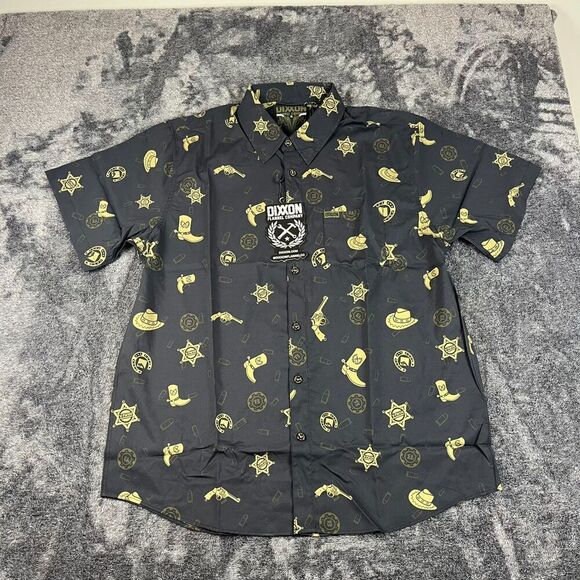 Dixxon Flannel Co 1876 Western Button Up Short Sleeve Black Men's XL NWT - Picture 1 of 9